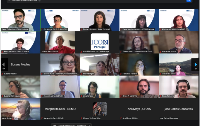 Screenshot from the ECHOES webinar for the Portguese-speaking CH community