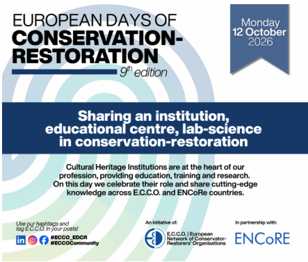 EDCR-Monday-12-Oct-2026 EDCR Mon 12 Oct 2026 - Sharing an institution, Educational Centre, Lab-Science in Conservation Restoration