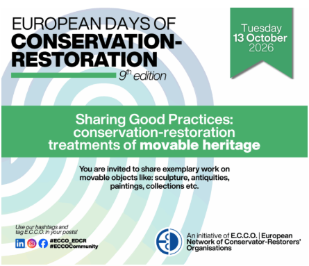 EDCR-Tuesday-13-Oct-2026 EDCR Tuesday 13 Oct 2026 - Sharing Good Examples: Conservation-Restoration Treatments of Movable Heritage